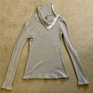 Dolan Checkered Knit Turtleneck Sweater in Beige and Cream